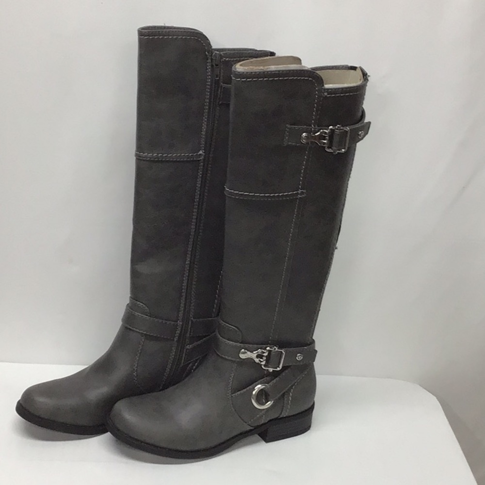 G by Guess Women’s Harvest Tall Gray Riding Boots Faux Leather Size 6M NWT